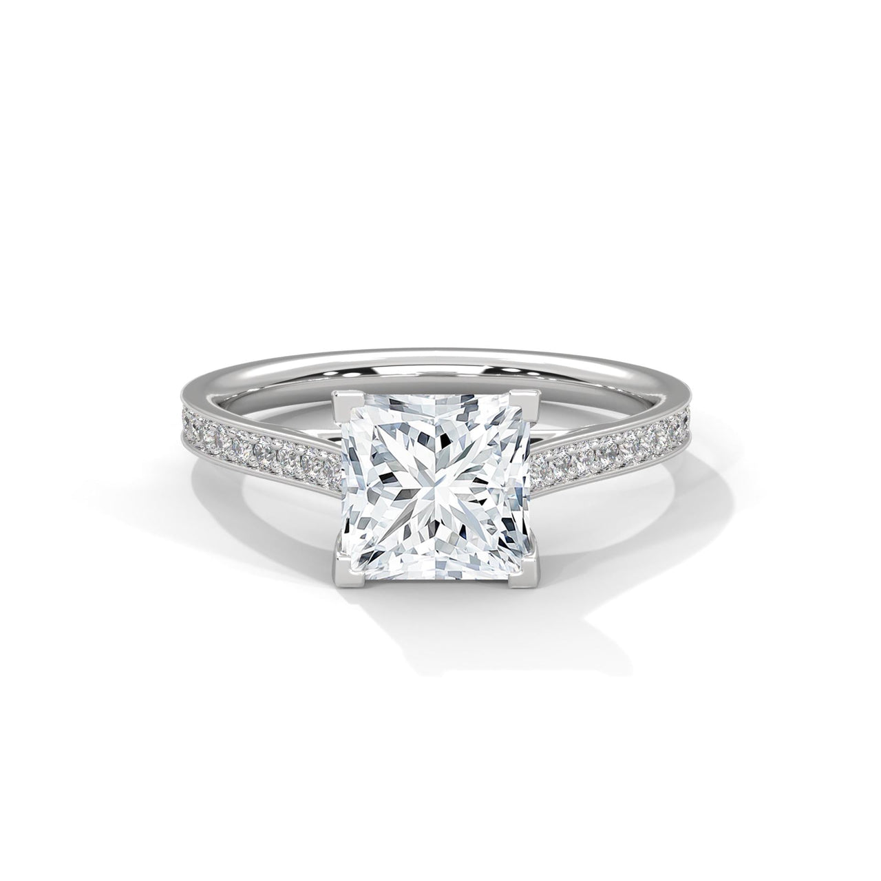 Princess Cut Lab Grown Diamond Pavé Cathedral Ring