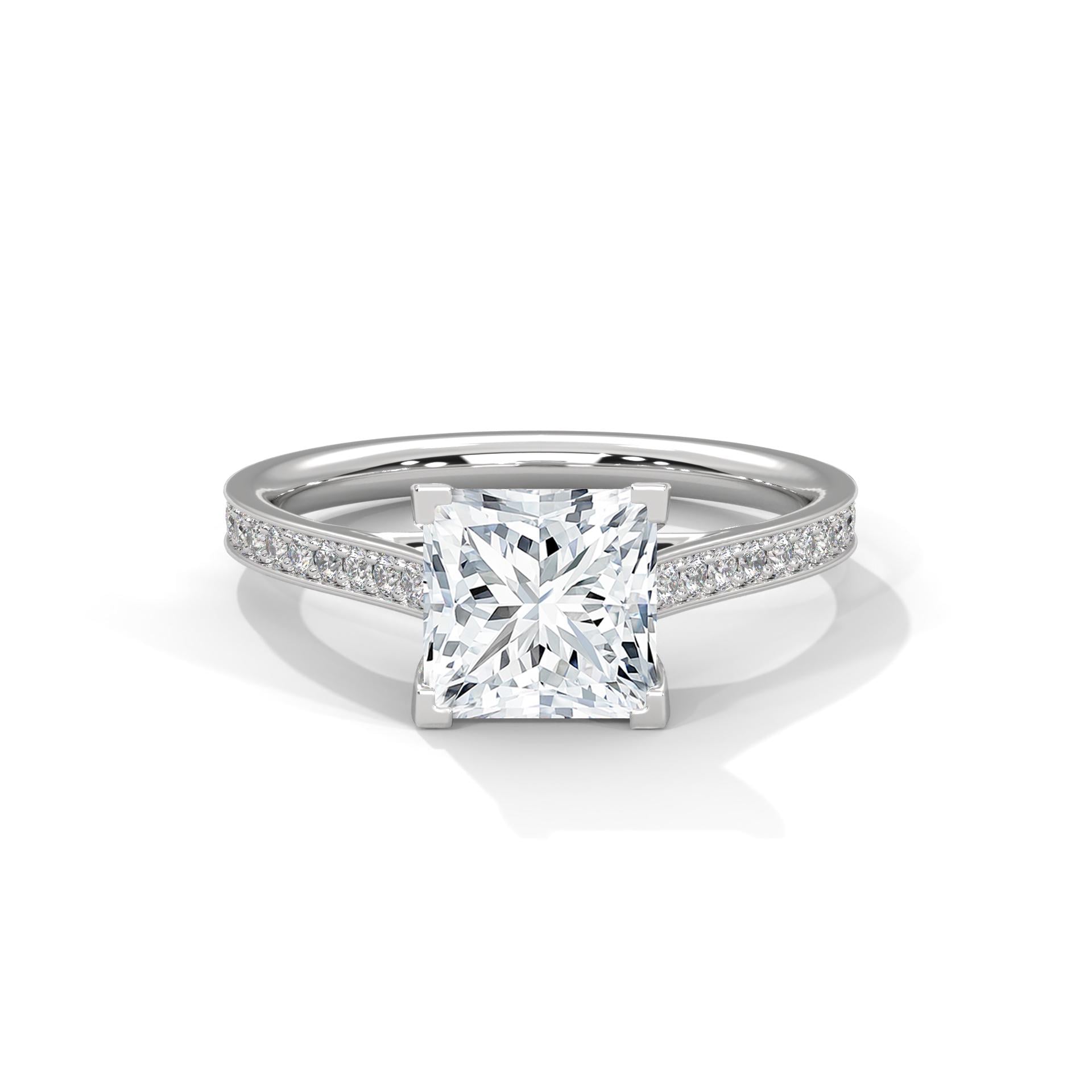 Princess Cut Lab Grown Diamond Pavé Cathedral Ring