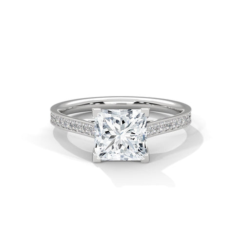 Princess Cut Lab Grown Diamond Pavé Cathedral Ring