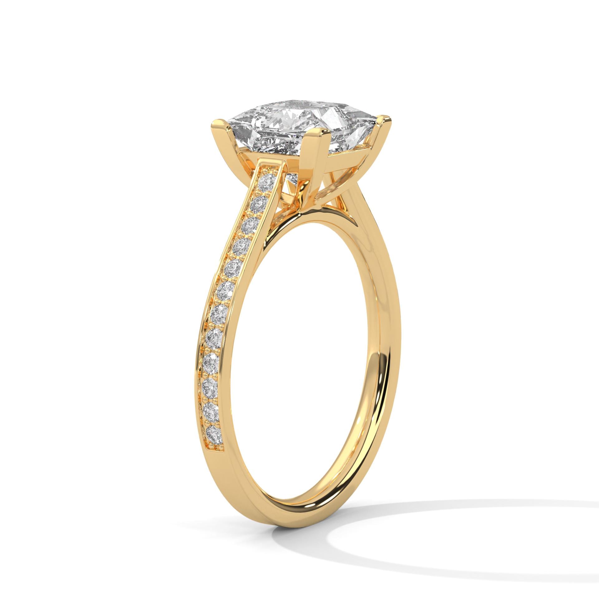 1 to 3 carat princess lab diamond pave cathedral in white gold