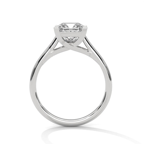 White gold princess diamond bridal ring with high-polish finish