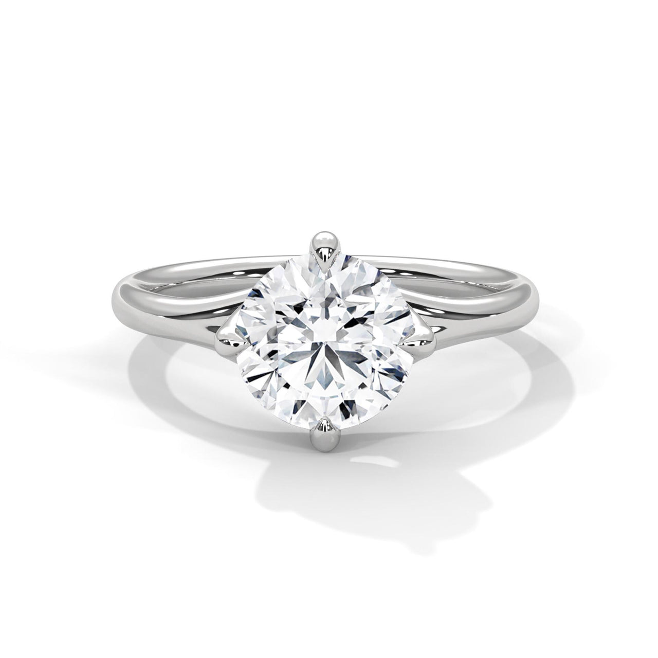 Round brilliant lab grown diamond 4-prong solitaire ring in white gold