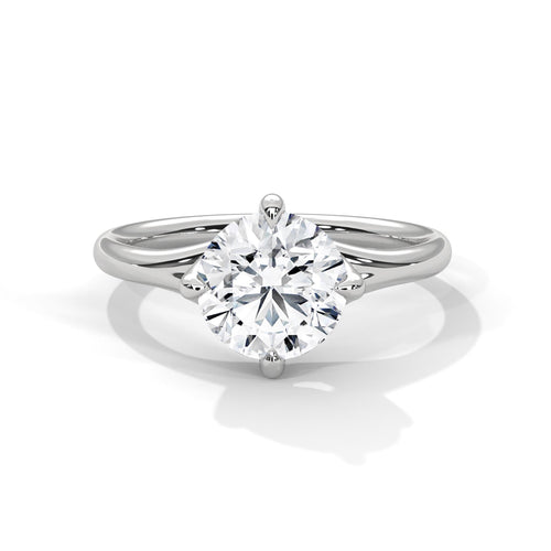 Round brilliant lab grown diamond 4-prong solitaire ring in white gold