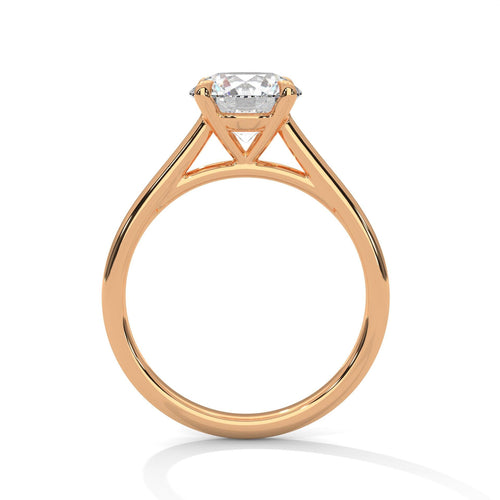 1.00 carat round lab diamond solitaire in solid rose gold.