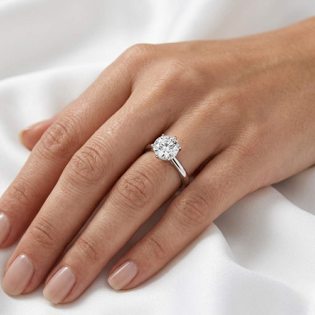 Round Cathedral Solitaire Lab Grown Diamond Ring | Daily Wear | 4-Prong | 14K 18K
