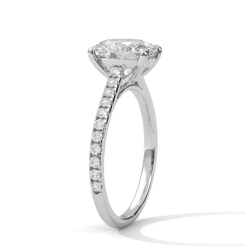 Oval Lab Grown Diamond Pavé Band Engagement Ring | IGI Certified | 1ct 2ct 3ct