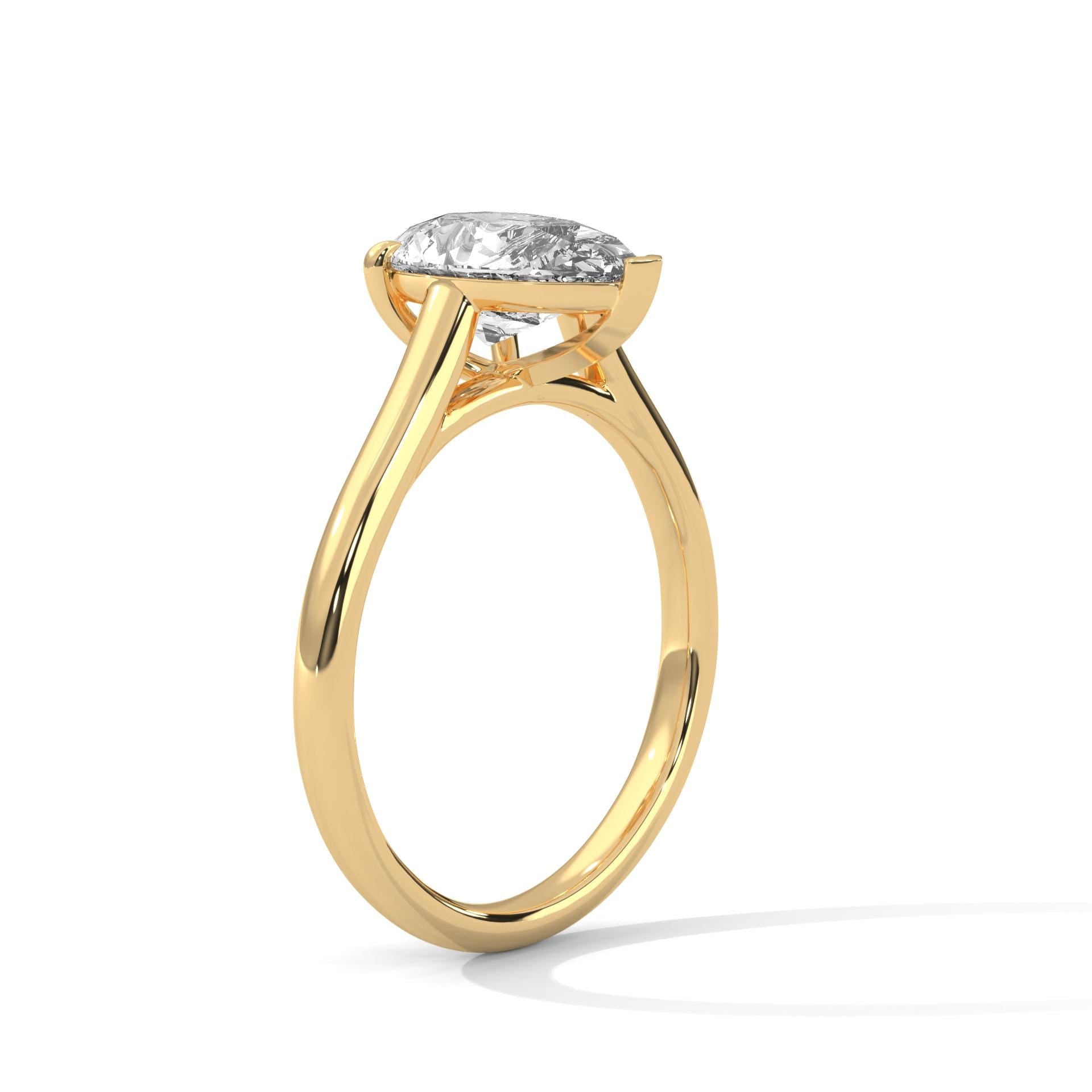 Pear cut lab grown diamond solitaire in 18K white gold