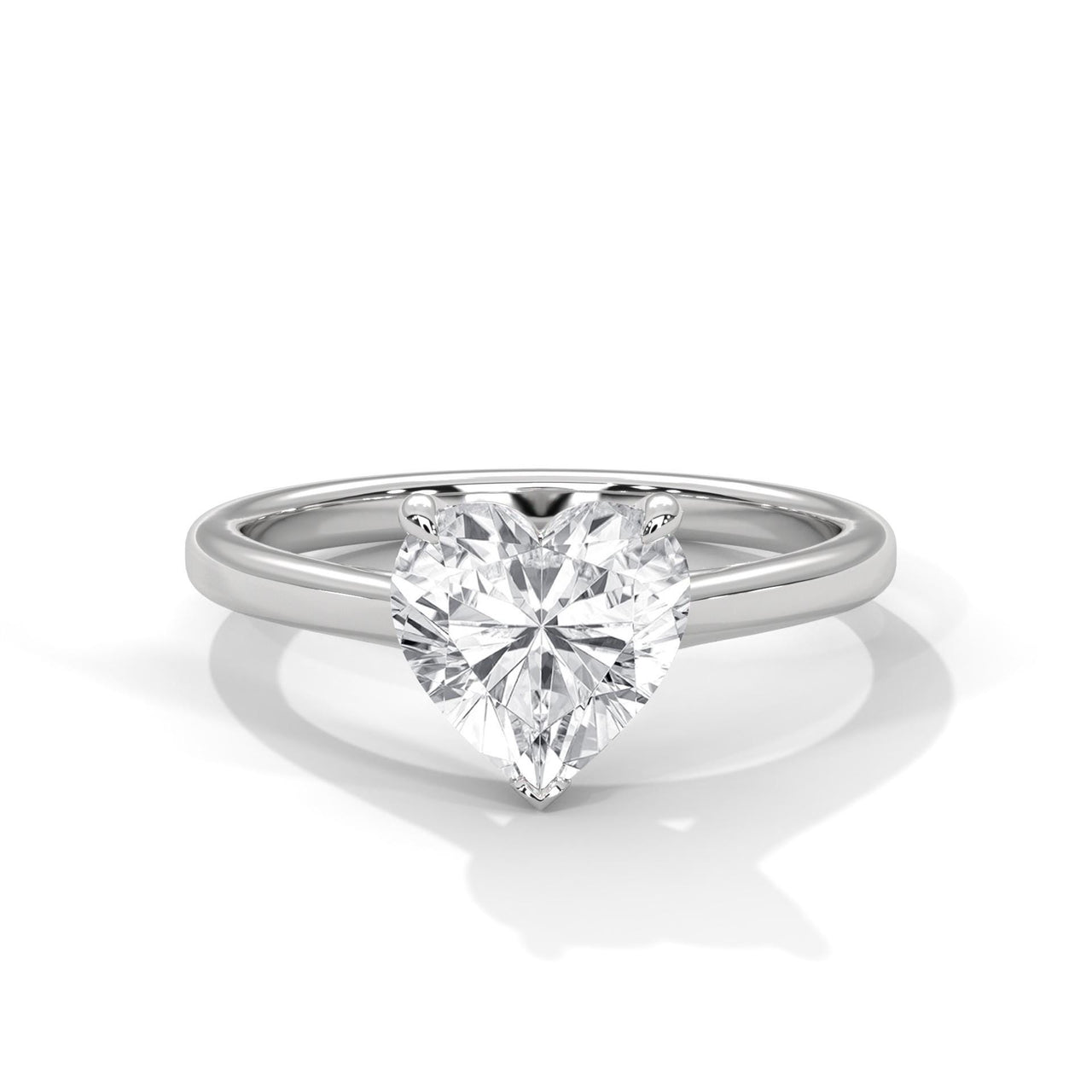 1 to 3 carat heart brilliant lab diamond ring in 14K white gold