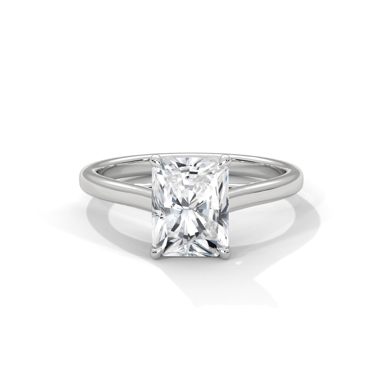 1 to 3 carat radiant cut lab diamond ring in 14K white gold