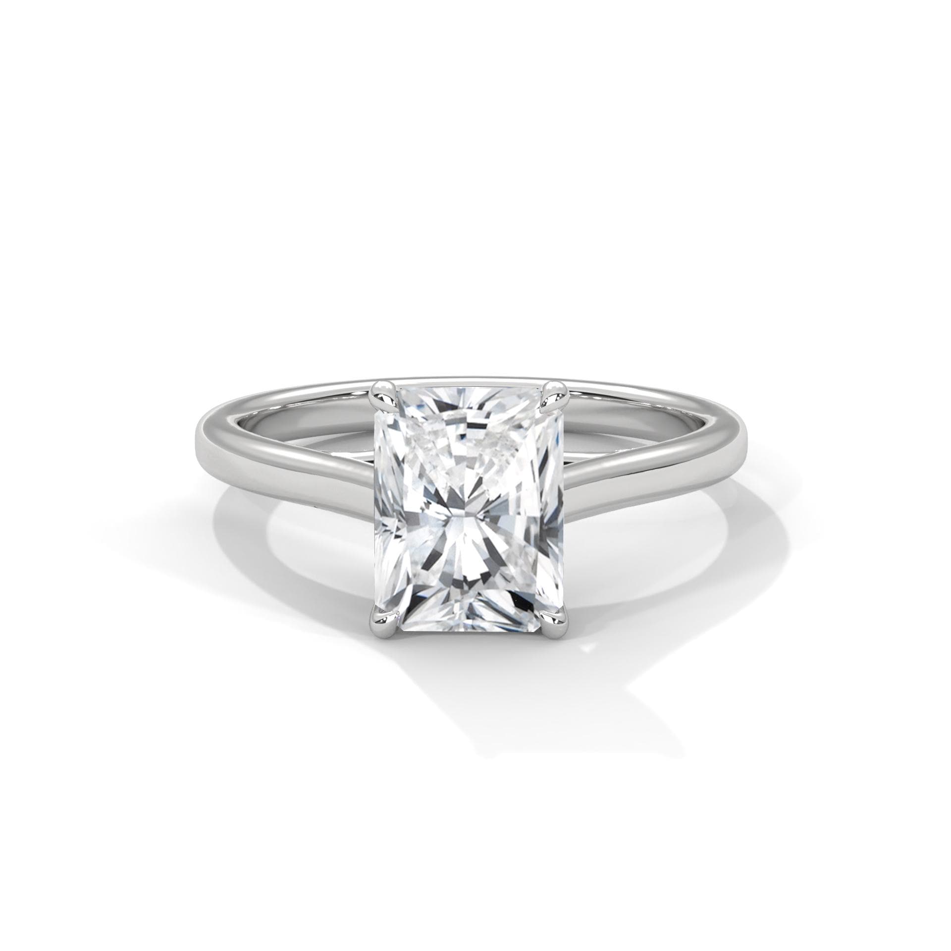 1 to 3 carat radiant cut lab diamond ring in 14K white gold