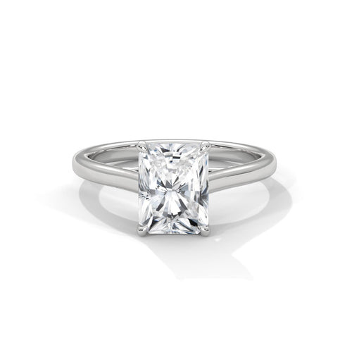 1 to 3 carat radiant cut lab diamond ring in 14K white gold