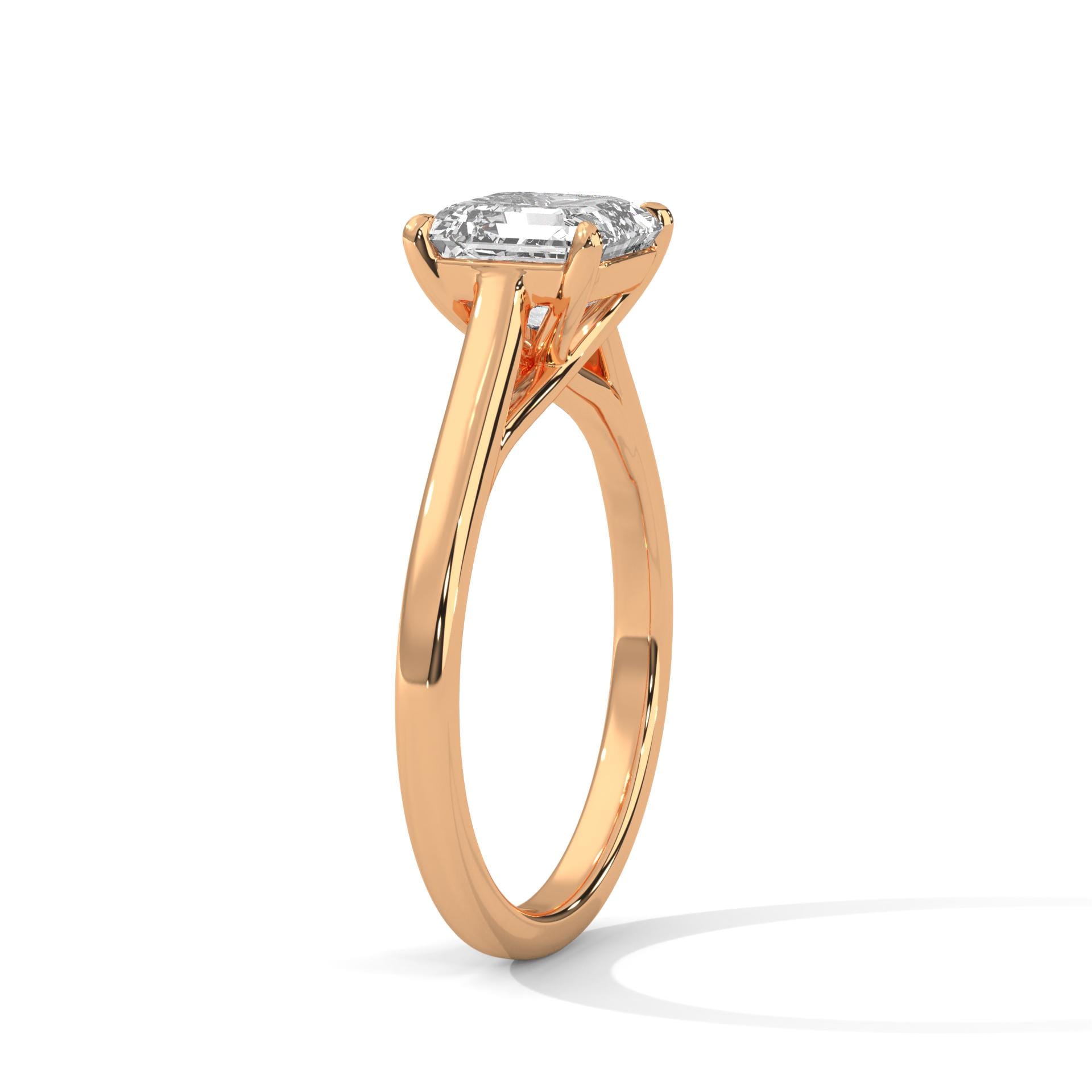 3 carat Asscher lab diamond engagement ring with rose gold band