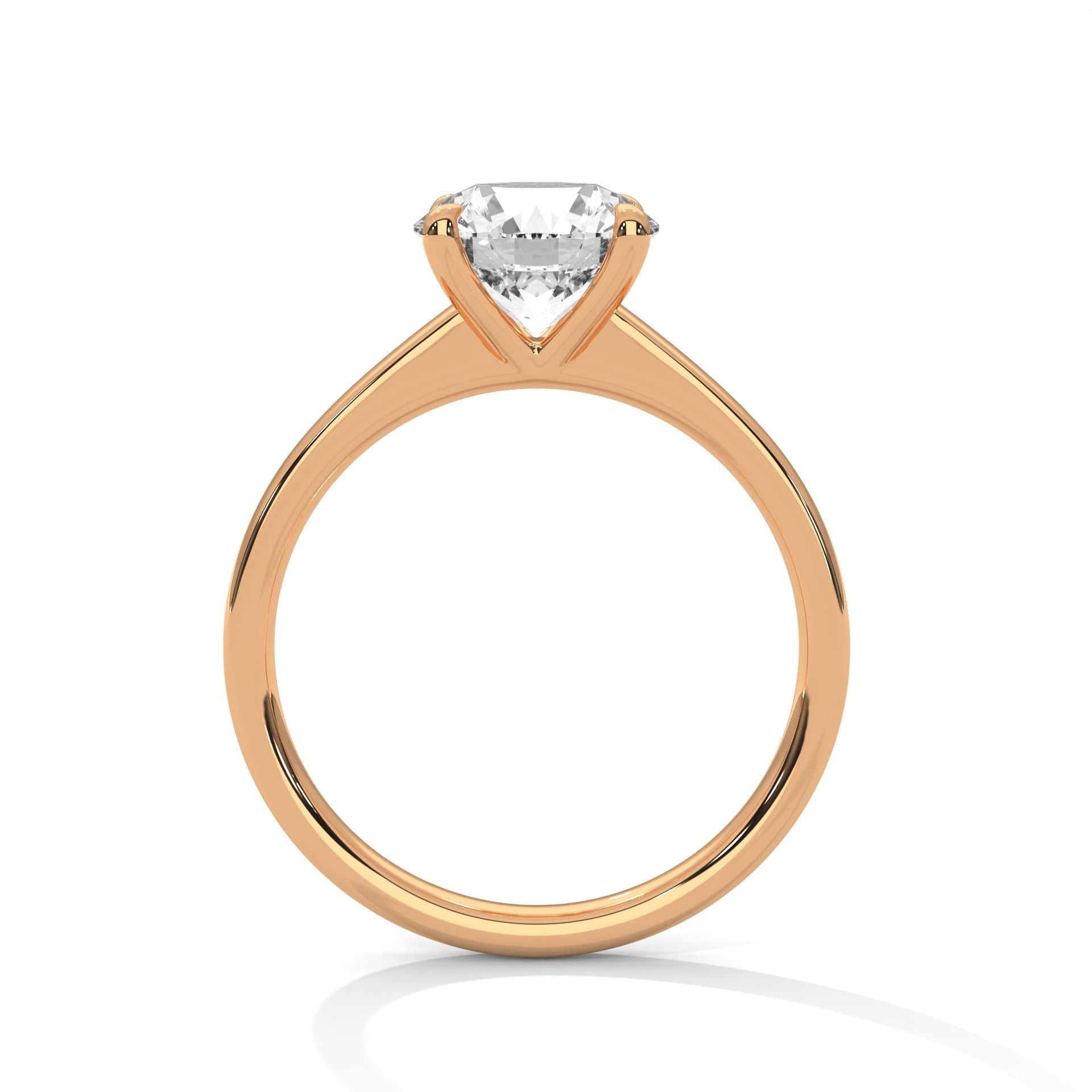 Round Lab Grown Diamond Classic Cathedral Solitaire Ring | 4-Prong | 14K 18K