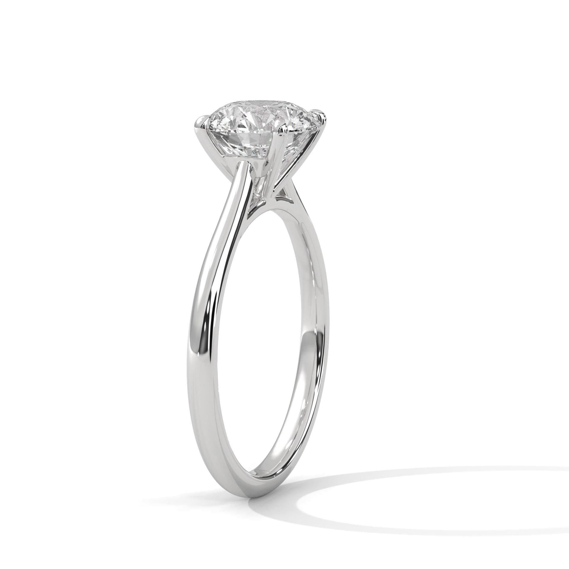 Rose gold round diamond bridal ring with high-polish finish
