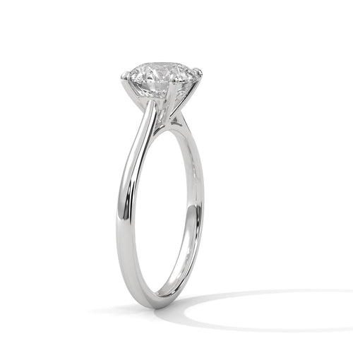 Rose gold round diamond bridal ring with high-polish finish