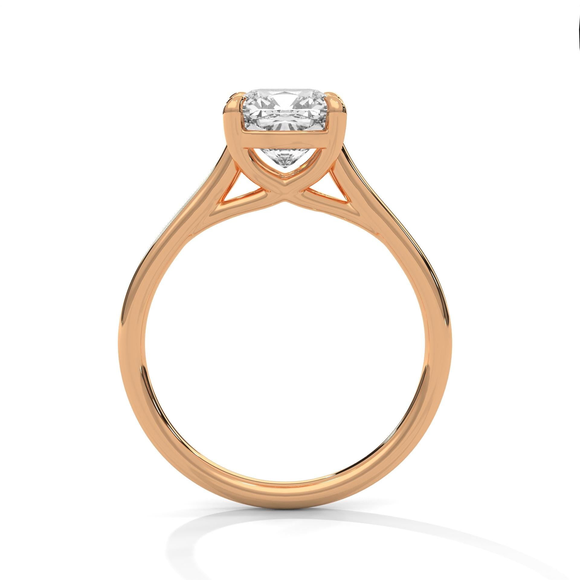 Cushion Cut Lab Grown Diamond Cathedral Solitaire Ring | E VS1 | 14K 18K Gold