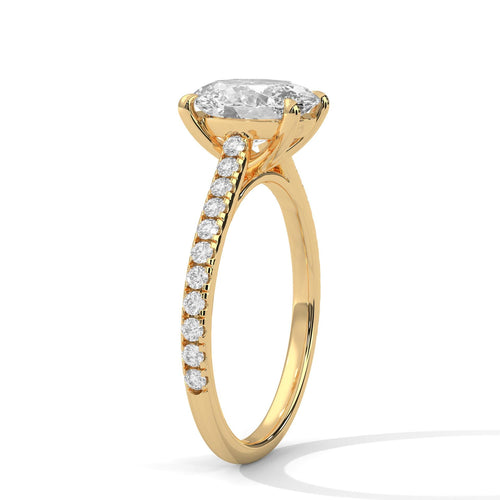 Oval Lab Grown Diamond Pavé Band Engagement Ring | IGI Certified | 1ct 2ct 3ct