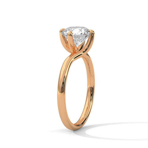 Round Brilliant Twisted Bypass Solitaire Lab Grown Diamond Ring | 14K 18K Gold