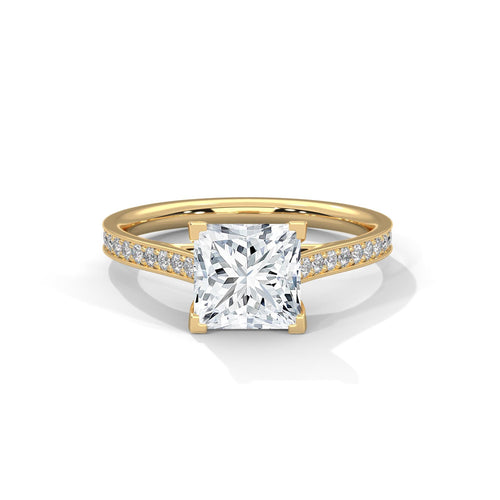 Princess Cut Lab Grown Diamond Pavé Cathedral Ring