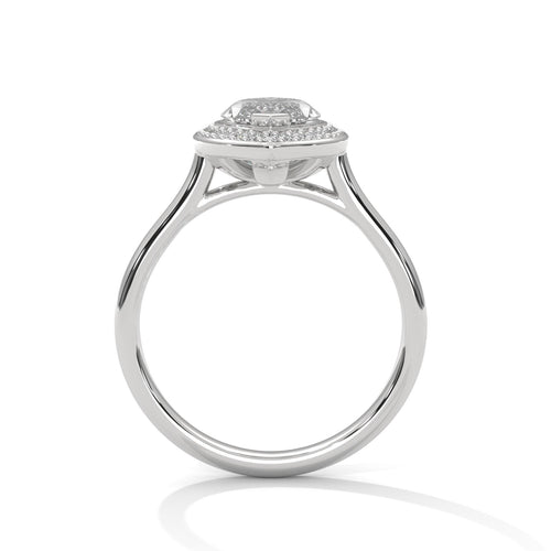 White gold marquise halo solitaire with protective V-shaped corner prongs