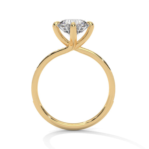Yellow gold round pave solitaire with shimmering diamond-set shank