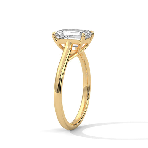 Emerald cut lab grown diamond solitaire in solid 18K white gold