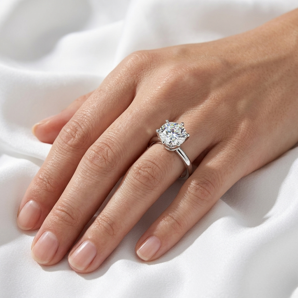 Round Brilliant Six-Prong Crown Solitaire Lab Grown Diamond Ring | 14K 18K Gold