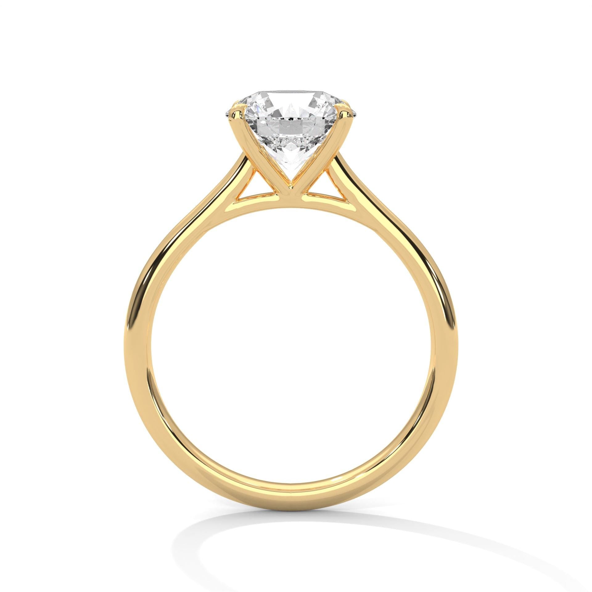 Side view of 4-prong cathedral setting for round diamond ring