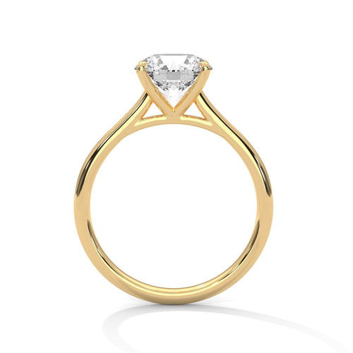 Side view of 4-prong cathedral setting for round diamond ring