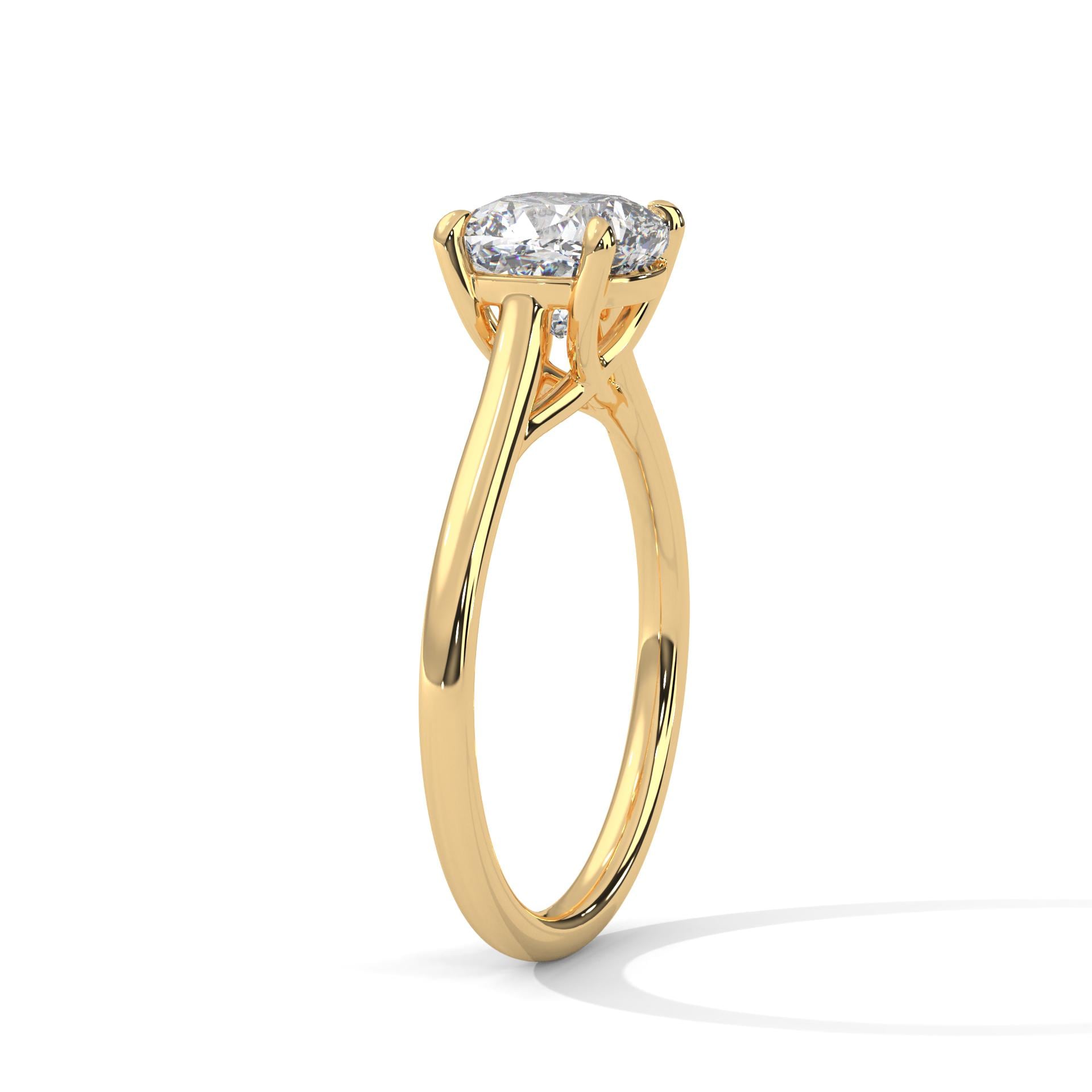 Elevated cathedral shoulders on cushion lab diamond solitaire ring