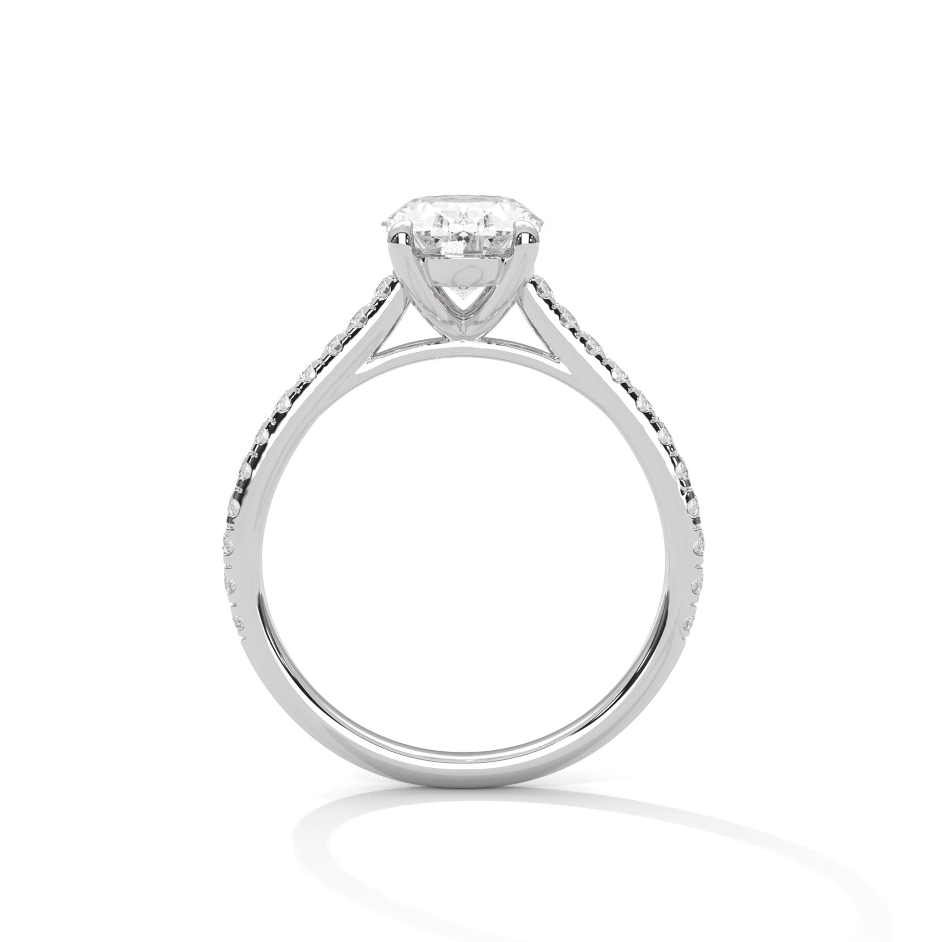 Oval Lab Grown Diamond Pavé Band Engagement Ring | IGI Certified | 1ct 2ct 3ct