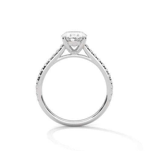Oval Lab Grown Diamond Pavé Band Engagement Ring | IGI Certified | 1ct 2ct 3ct