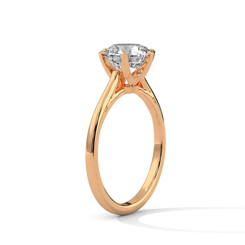 Round Lab Grown Diamond Pave Cathedral Engagement Ring