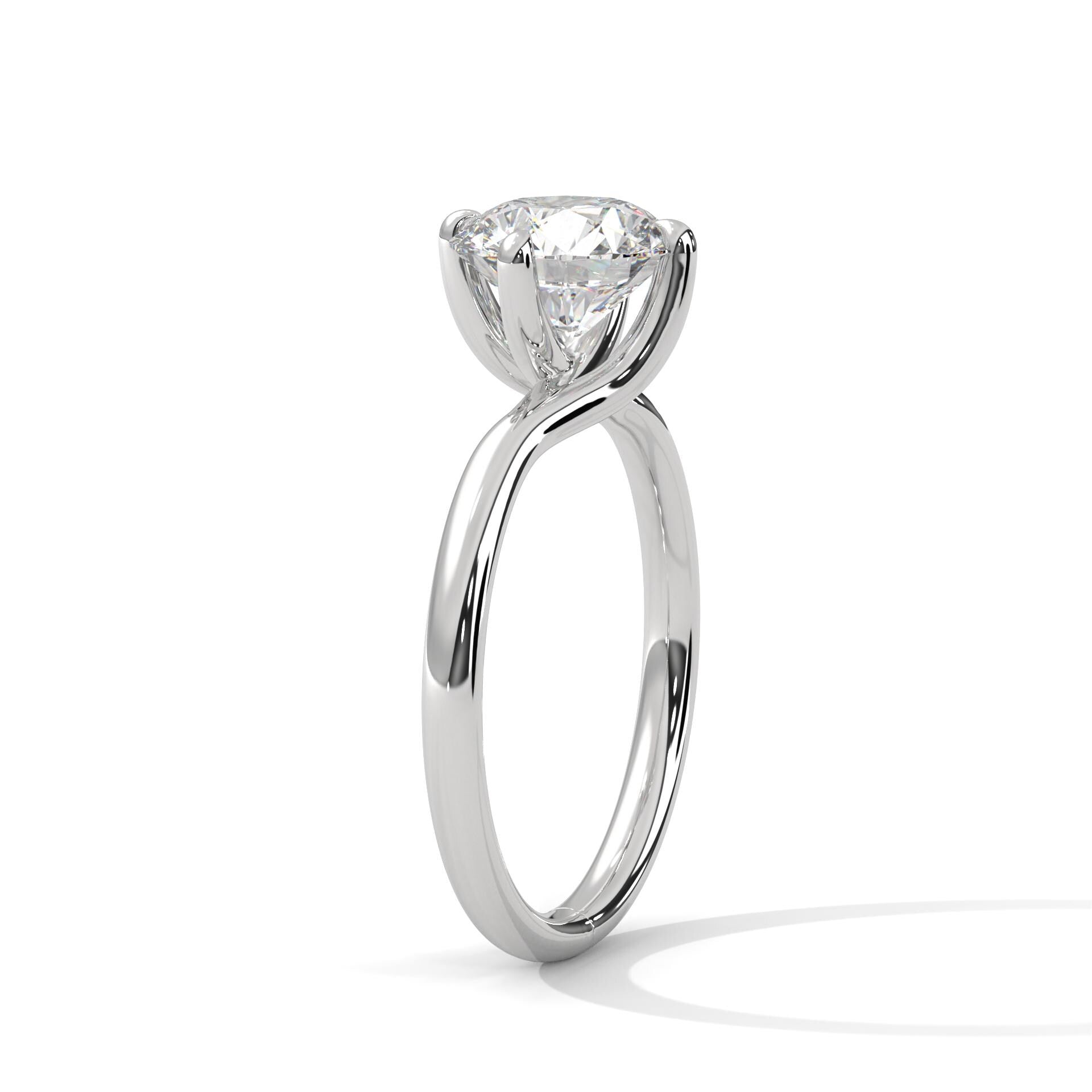 Round Brilliant Twisted Bypass Solitaire Lab Grown Diamond Ring | 14K 18K Gold