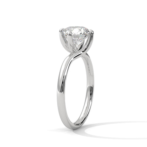 Round Brilliant Twisted Bypass Solitaire Lab Grown Diamond Ring | 14K 18K Gold