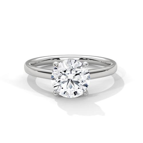 Round Lab Grown Diamond Cathedral Solitaire Ring 4-Prong White Gold