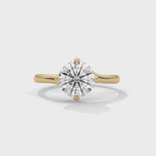 Round Brilliant Twisted Bypass Solitaire Lab Grown Diamond Ring | 14K 18K Gold