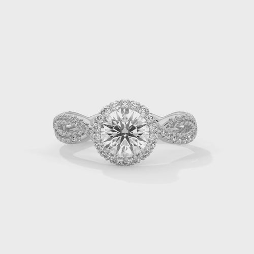 Round Pavé Halo Lab Grown Diamond Ring | Wide Pavé Band | E VS1 | 14K 18K Gold
