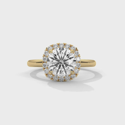 Round Halo Lab Grown Diamond Ring | Micro-Pavé Band | E VS1 | 14K 18K Gold