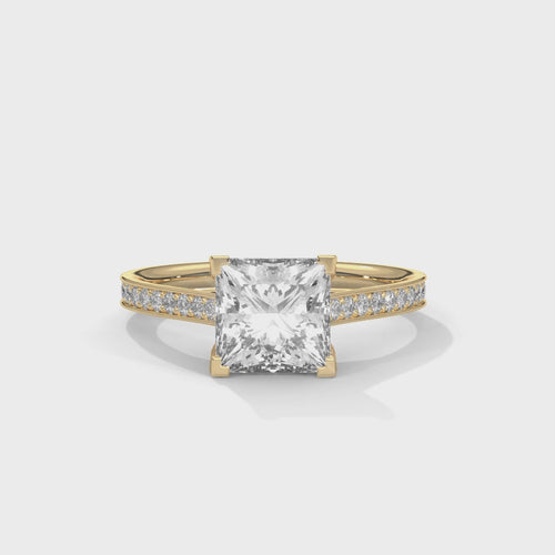 Princess Cut Lab Grown Diamond Pavé Cathedral Ring