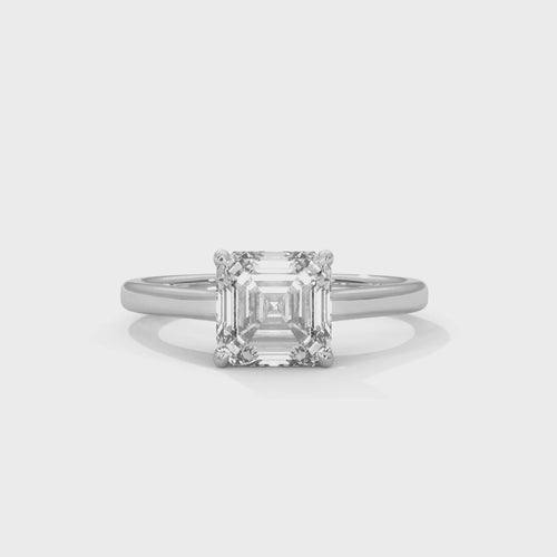 Asscher Cut Lab Grown Diamond Cathedral Solitaire Ring