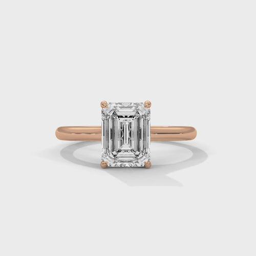Emerald Cut Lab Grown Diamond Cathedral Solitaire Ring | F VS2 | 14K 18K Gold