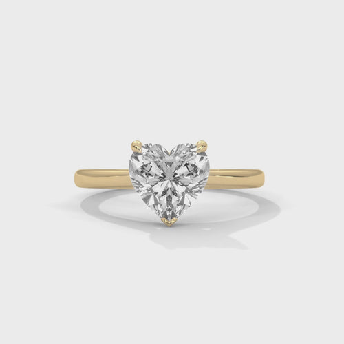Heart Cut Lab Grown Diamond Cathedral Solitaire Ring | E VS1 | 14K 18K Gold