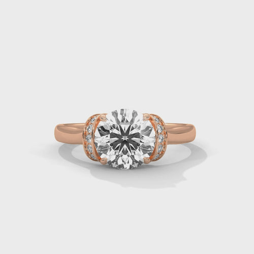 Round Brilliant Hidden Halo Lab Grown Diamond Engagement Ring in Solid Gold