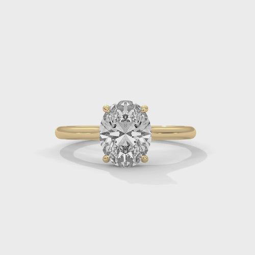 Oval Cut Lab Grown Diamond Cathedral Solitaire Engagement Ring | 14K 18K Gold | 1–3ct