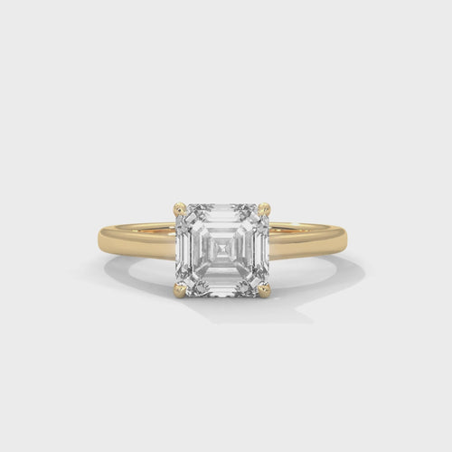 Asscher Cut Lab Grown Diamond Cathedral Solitaire Ring