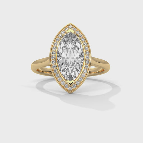 Marquise Cut Lab Grown Diamond Halo Ring