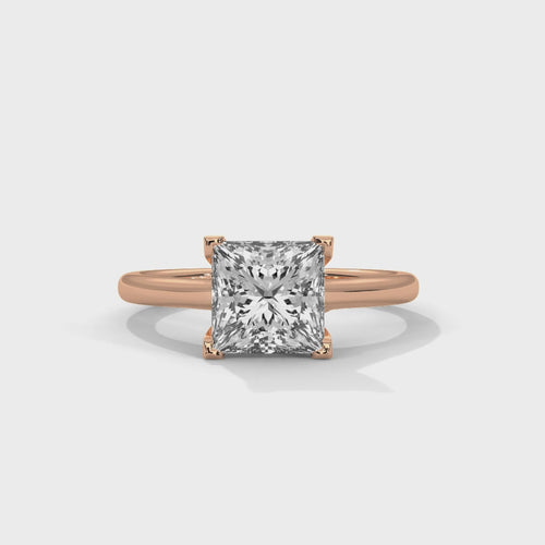 Princess Cut Lab Grown Diamond Cathedral Solitaire Ring | E VS1 | 14K 18K Gold