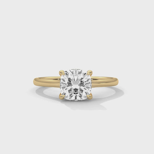 Cushion Cut Lab Grown Diamond Cathedral Solitaire Ring | E VS1 | 14K 18K Gold