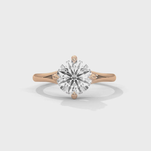 Round Lab Grown Diamond 4-Prong Solitaire Ring | F VS2 | 14K 18K Gold | 1-3ct